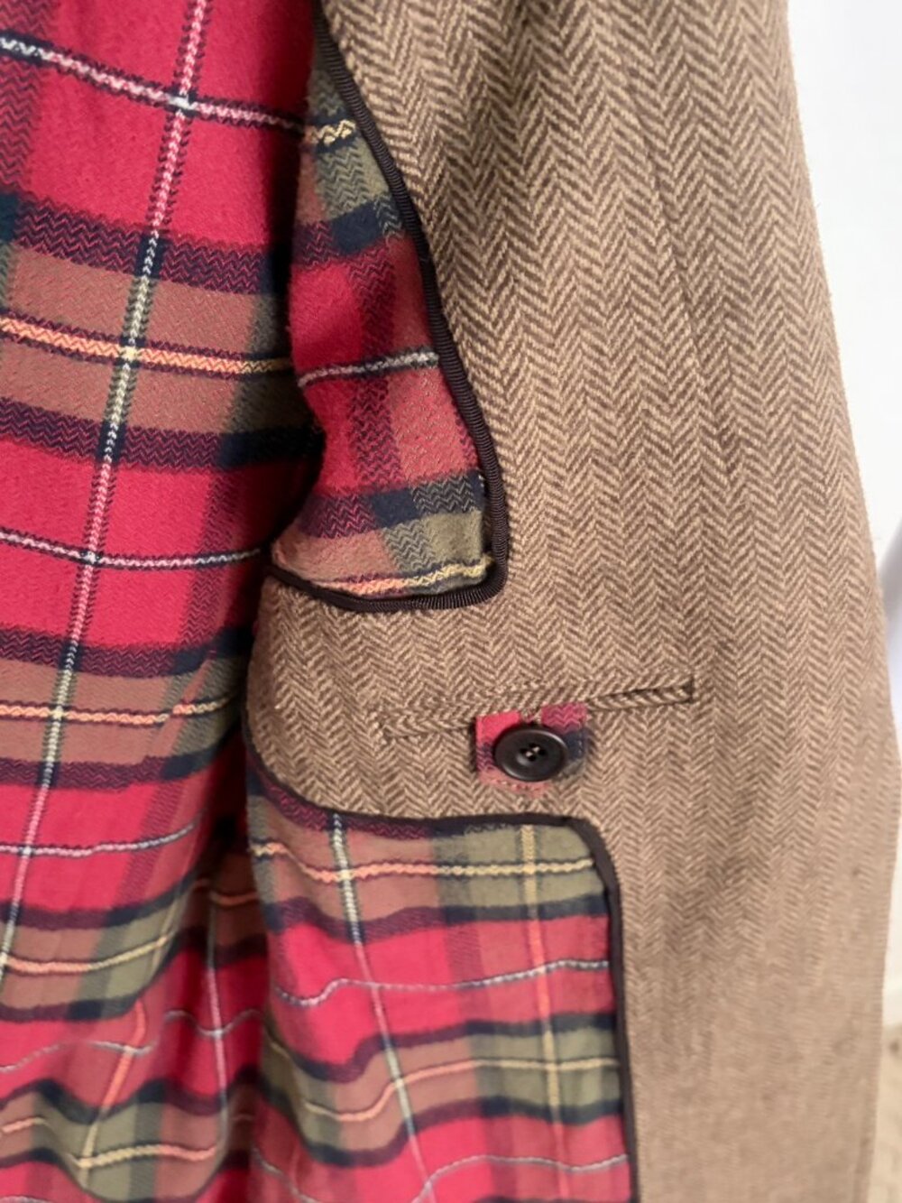 NWOT Abercrombie & Fitch Brown Herringbone Wool Blazer - Size M - Picture 4 of 4